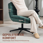 Office Chair, Height Adjustable, Wide Seat, Linen, Dark Green
