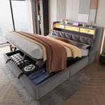 Upholstered Bed 180 x 200 cm with Hydraulic Storage and LED Lighting, Grey Velvet