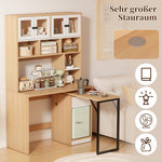 Computer Desk Shelf Cabinet Work Desk 180cm, White Natural
