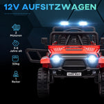 Children's Electric Car with Remote Control, LED Lights and 12V Motors, Red