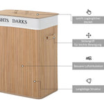 Laundry Basket 100L, Box with Lid, Bamboo Natural