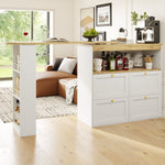 Rotating Standing Table 360° with 4 Drawers & Open Shelves - White