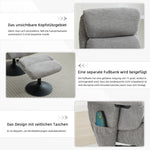 023 Recliner Chair, 5-Point Massage, Heated, 360° Swivel, Chenille Fabric Grey