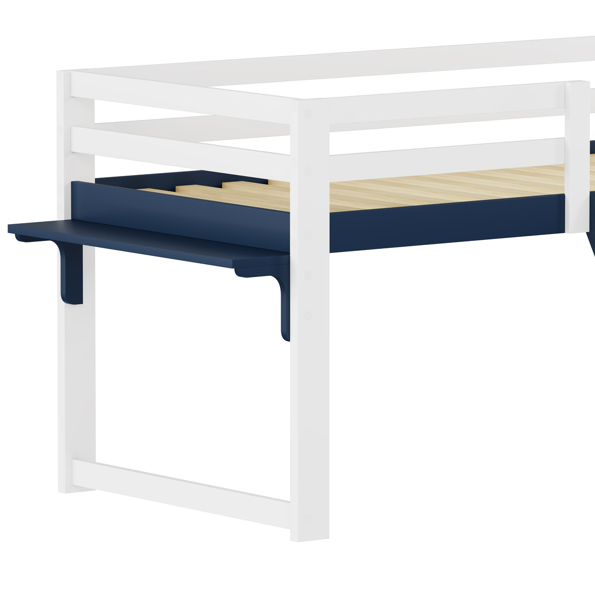 Children's Loft Bed 90x200 cm with Ladder & Table, White-Navy Blue