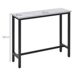 Bar Table, Adjustable Feet, Marble Look, White+Black