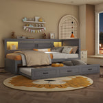 Sofa Bed Daybed 90x200cm Pull-out Bed LED Storage USB Outlet - Grey