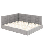 Upholstered Bed Sofa, 160*200 Multifunctional with Slatted Frame, Velvet Fabric Gray