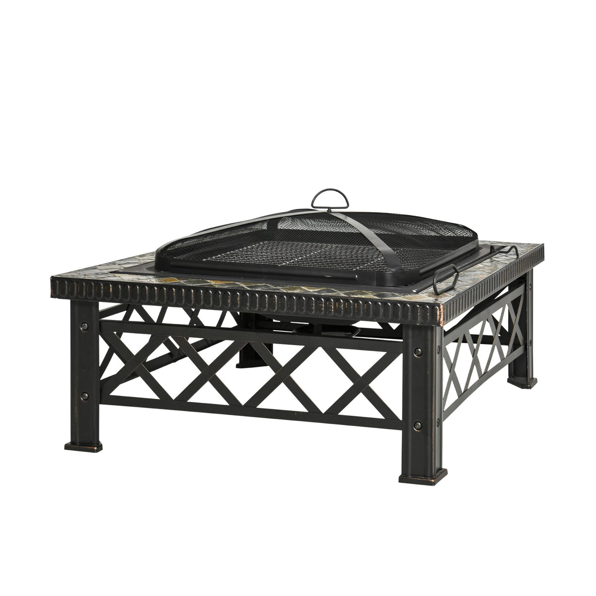 Fire Bowl 3-in-1 with Spark Guard & Grill Grate, Black