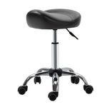 Rolling Stool Height Adjustable Work Stool, Rotatable Faux Leather Black