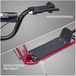 Kids' Kick Scooter with Rear Brake and Height Adjustable Handlebars, Red Steel