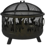 Fire Bowl, Spark Guard & Poker, Ø61.5 cm, Black