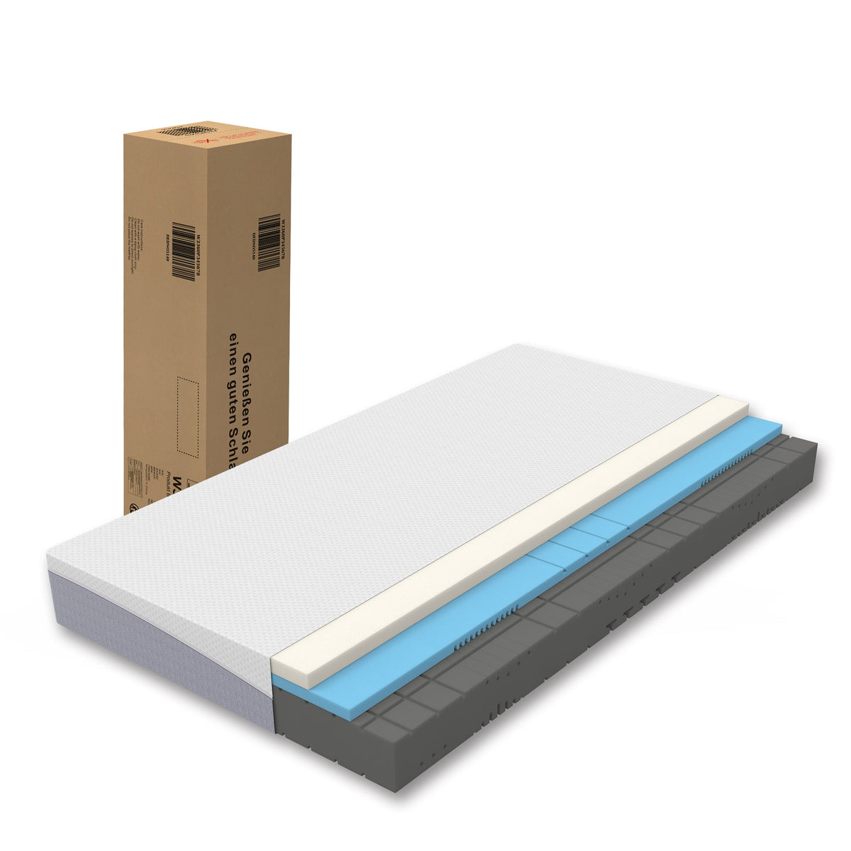 Foam Mattress, 180x200cm Medium Firmness 20cm High Oeko-TEX, Gray and White