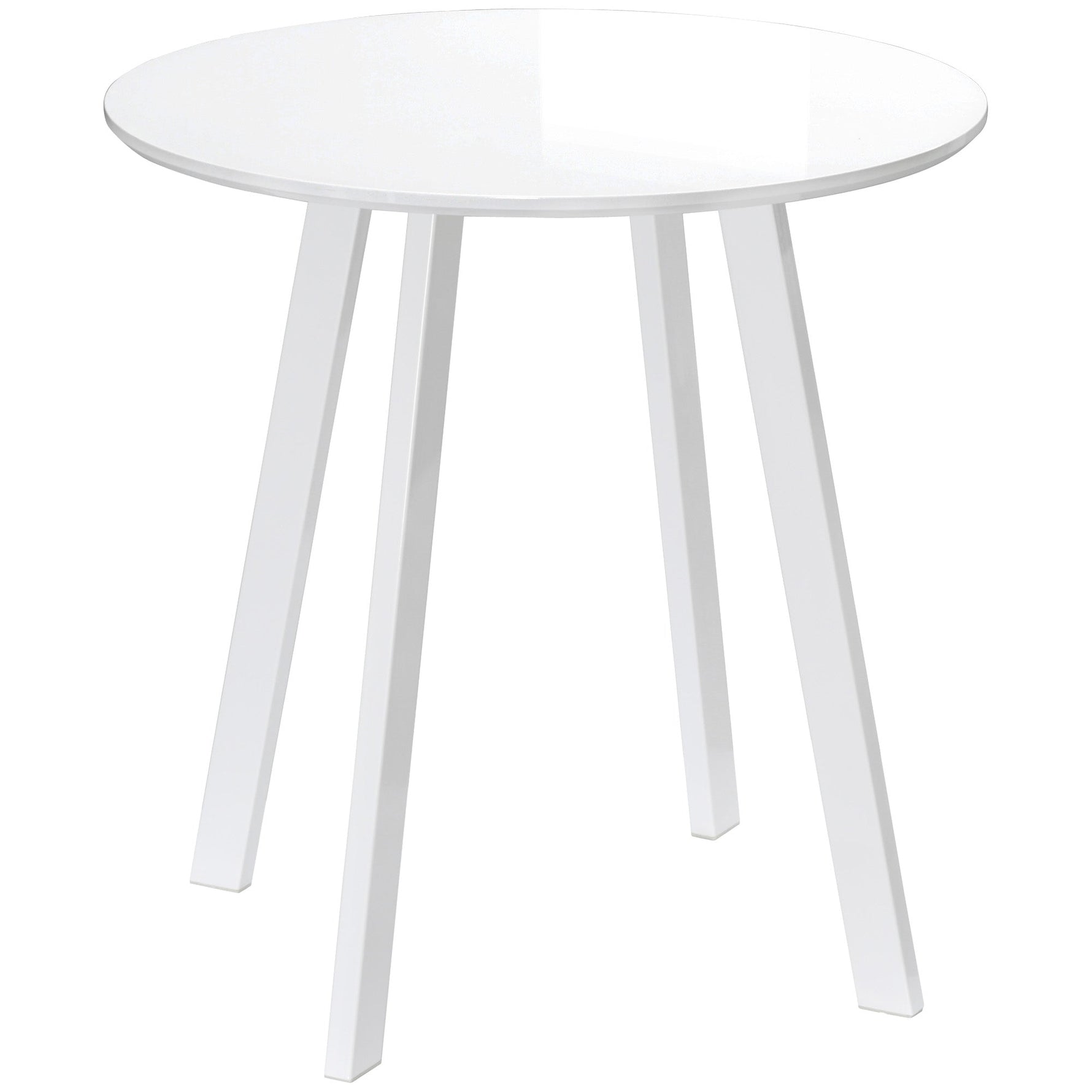 Dining Table Round Kitchen Side Room Angled Legs White 72x72x75cm