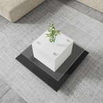 Coffee Table, High-Gloss Glass with Swivel Wheels
