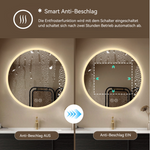 70cm LED Round Bathroom Mirror, Anti-Fog & Dimmable Light