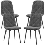 Dining Chairs, Set of 4 Upholstered with Backrest, Metal Legs, Velvet Look Grey