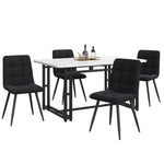 Dining Set (5-Piece) Modern Kitchen Table 140x80cm with Black Velvet Chairs, Black Iron
