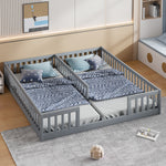 Children's Panel Bed 90x200 cm with Railing, Grey Pine Wood