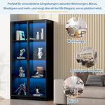 Glass Display Cabinet, Double-Door Adjustable Shelves 80x40x160cm, App-Controlled LED Lighting
