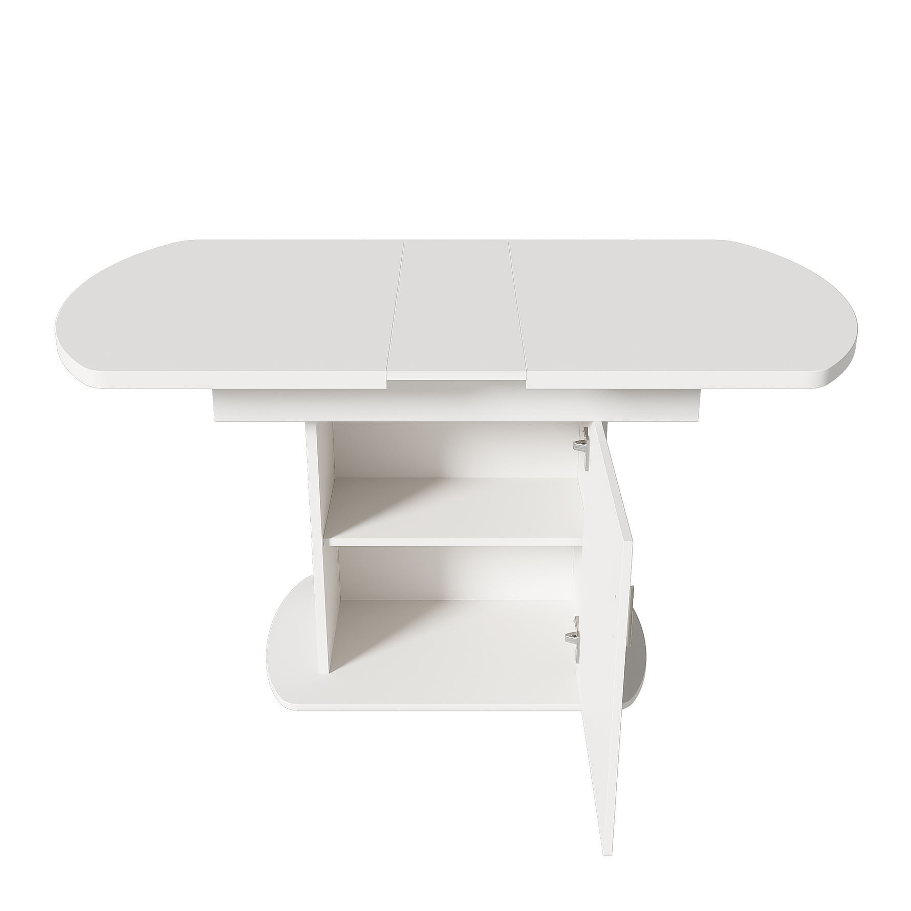 Extendable Oval Dining Table Modern Minimalist Storage Space-saving White