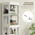 Slim Bathroom Cabinet, Tall with 2 Drawers, 3 Open Compartments, White