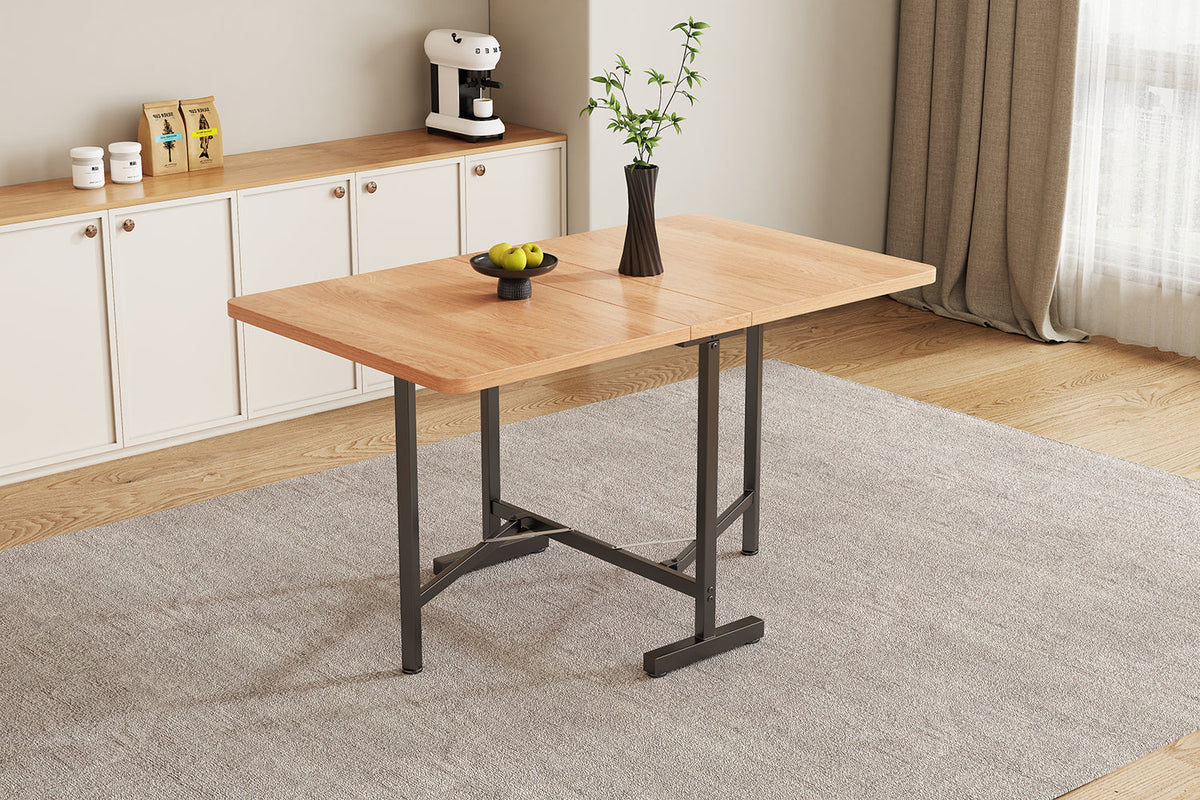 Extendable Dining Table 120x80 cm Foldable Modern Minimalist Natural Color