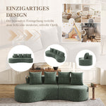 Linen Sofa with 4 Cushions, Cup Holder and Side Pocket, Green