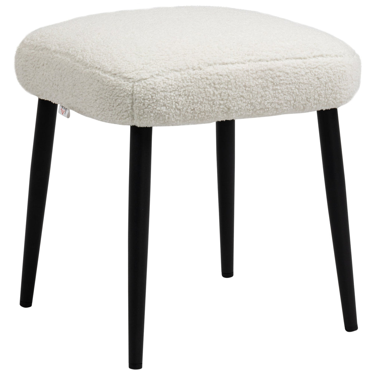 Footstool Square Dressing Stool, Steel Legs, Cashmere Look Cream
