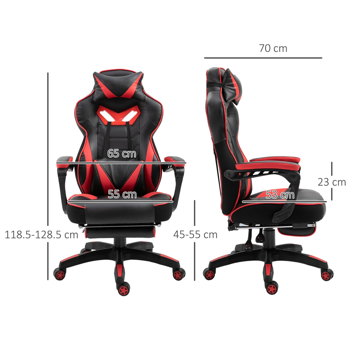 Office Chair Gaming Chair, Massage Function, Height Adjustable, Faux Leather Black