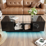 Modern Coffee Table with LED Lighting, High-Gloss, Black