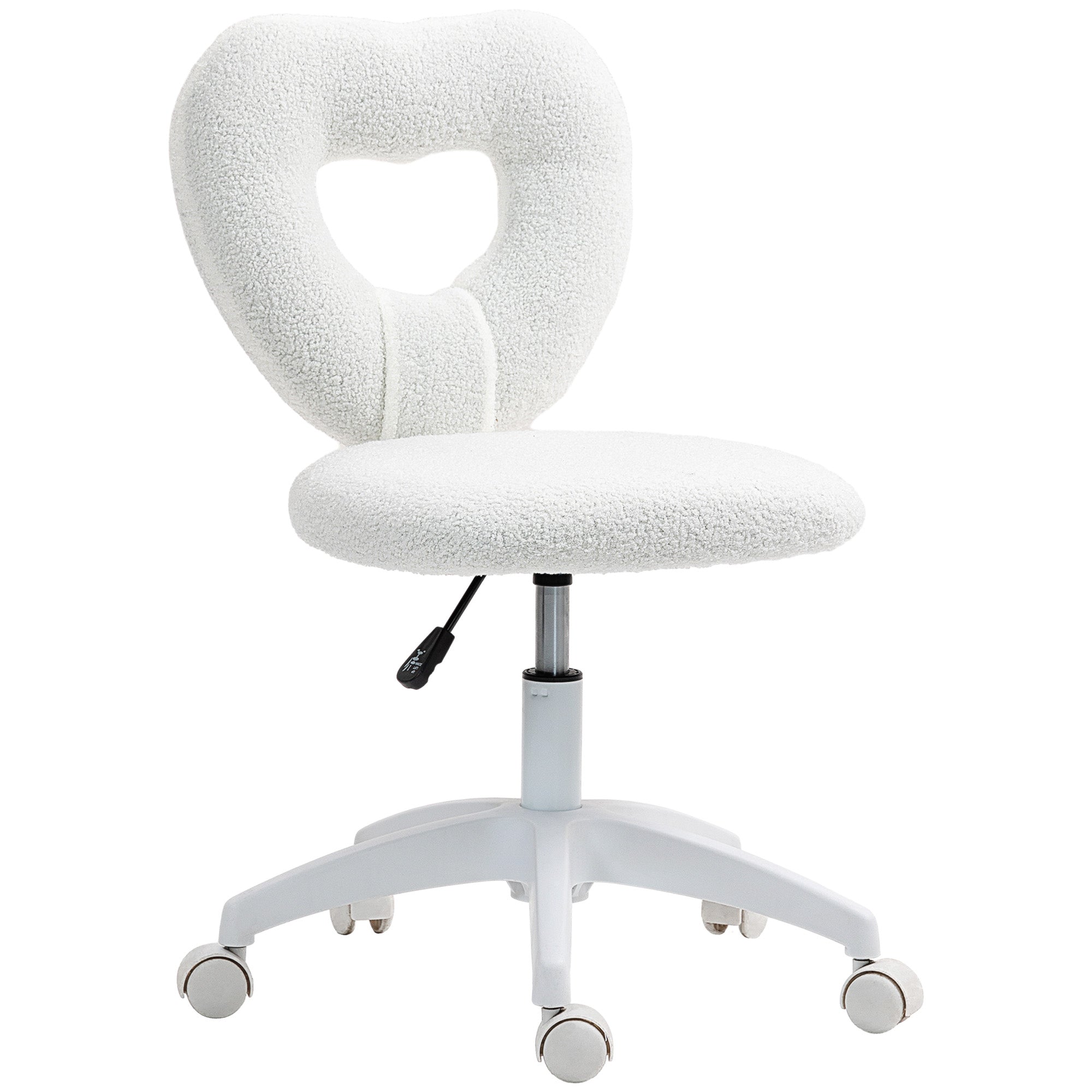 Desk Chair, Swivel Home Office Chair with Heart-Shaped Backrest, Height-Adjustable, White