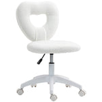 Desk Chair, Swivel Home Office Chair with Heart-Shaped Backrest, Height-Adjustable, White