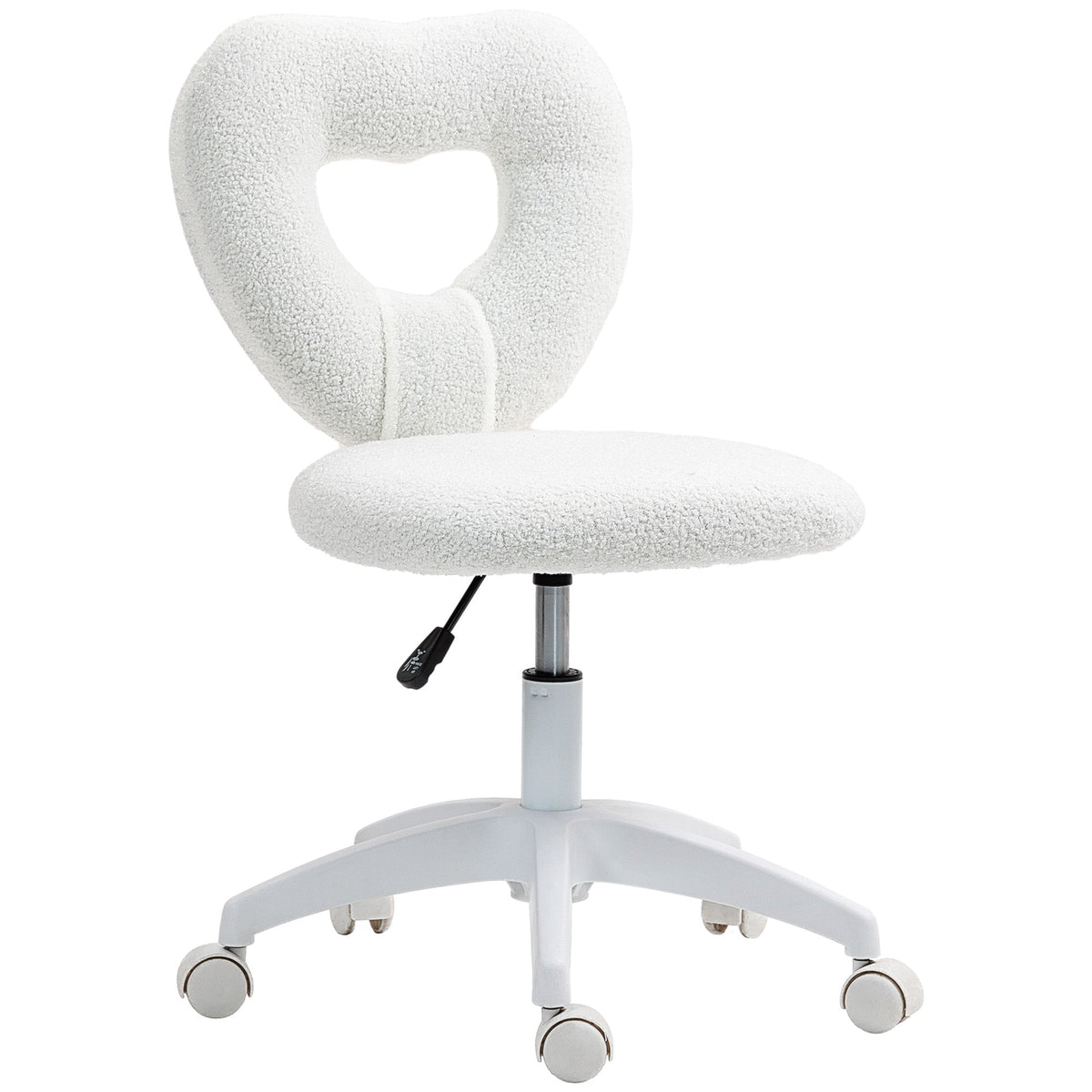 Desk Chair, Swivel Home Office Chair with Heart-Shaped Backrest, Height-Adjustable, White