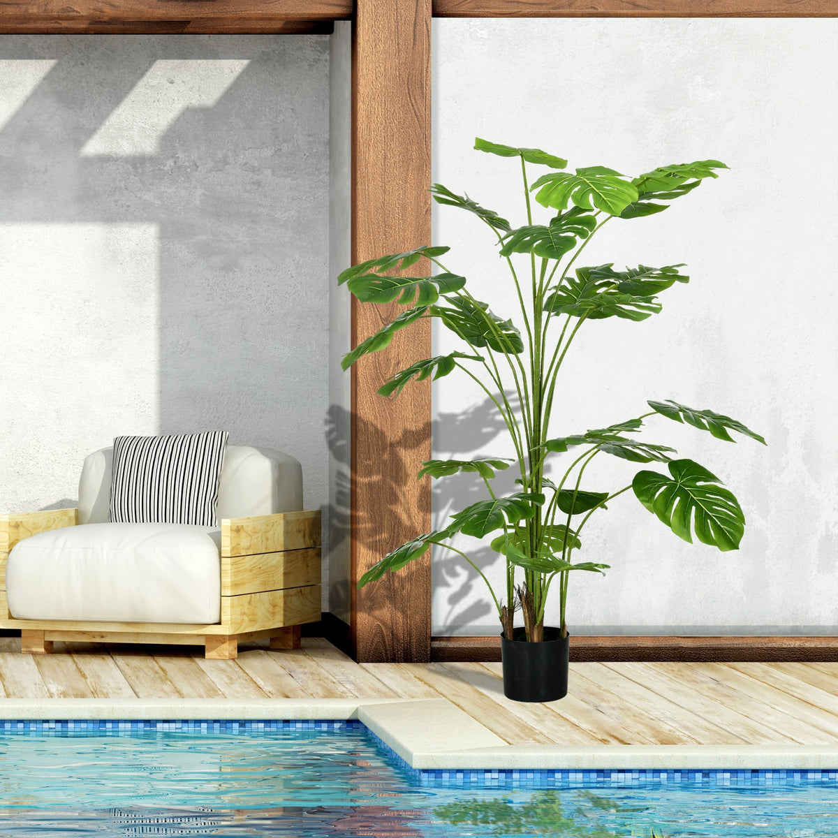 Artificial Monstera Deliciosa, 180 cm with 24 Branches, Green