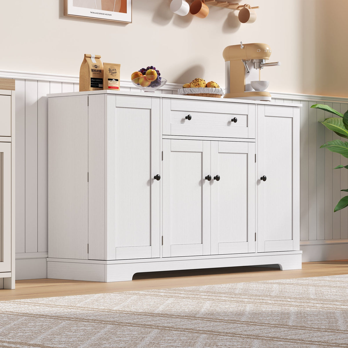 Multifunctional Buffet 138cm Sideboard Drawer Adjustable Shelves
