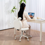 Office Chair with Rabbit Ears, Height-Adjustable Swivel, White Velvet