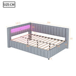 Sofa bed 140x200, LED light USB port, velvet grey