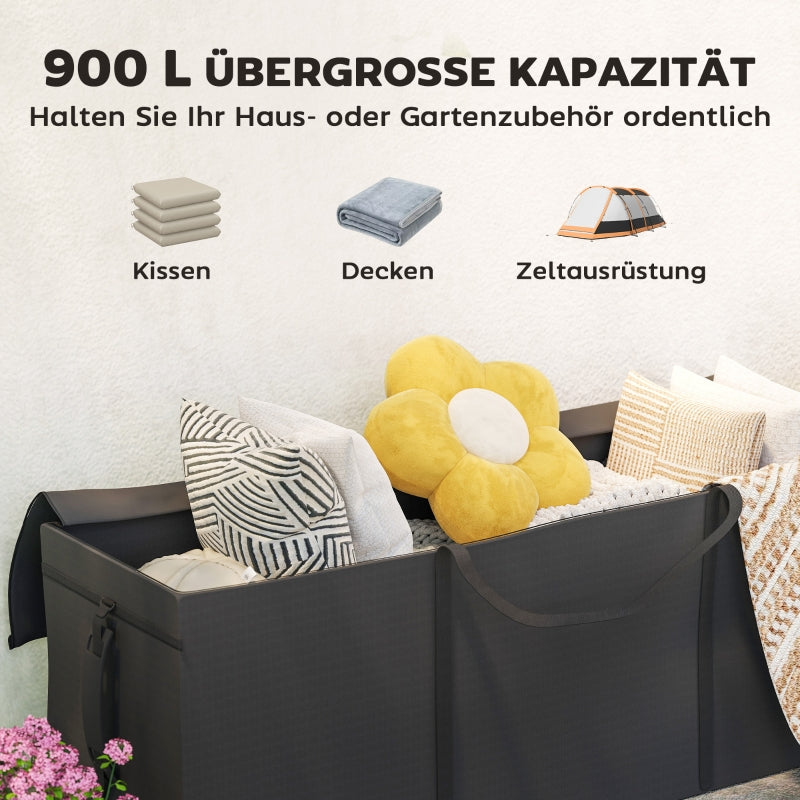 Garden Cushion Storage Bag, Waterproof UV-Resistant 600D Oxford, Black