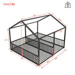 Metal Bed 90x200cm House Design Ladder - Black Iron Frame