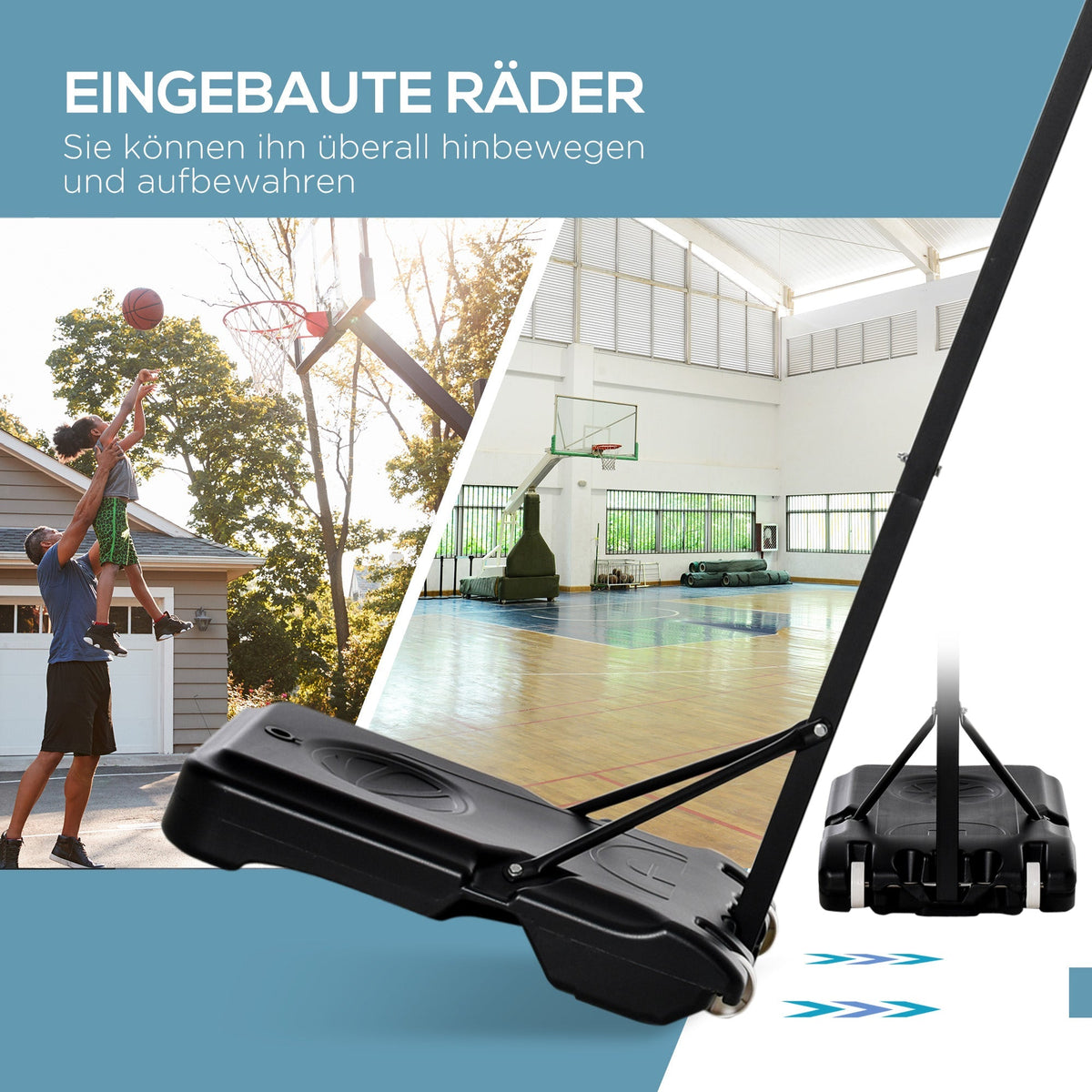 Children's Basketball System, Adjustable, Rollable, Water-Fillable, Black PE & Steel