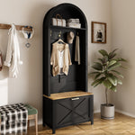 Multifunctional Wardrobe with Shoe Rack, Shelf & Hooks - Hall Tree, Durable MDF Body