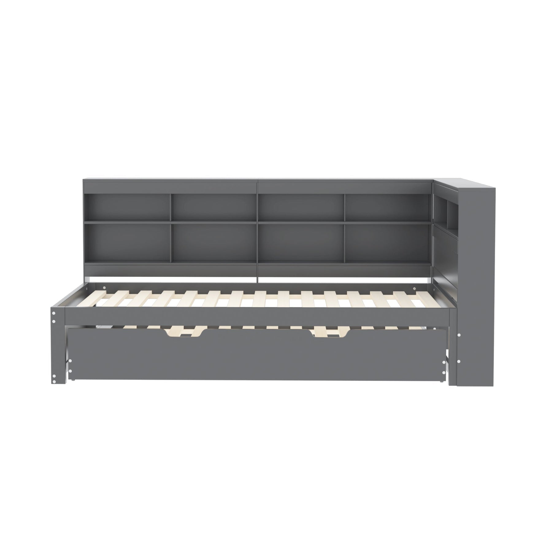 Sofa Bed with USB Socket & Storage, Solid Wood, Gray