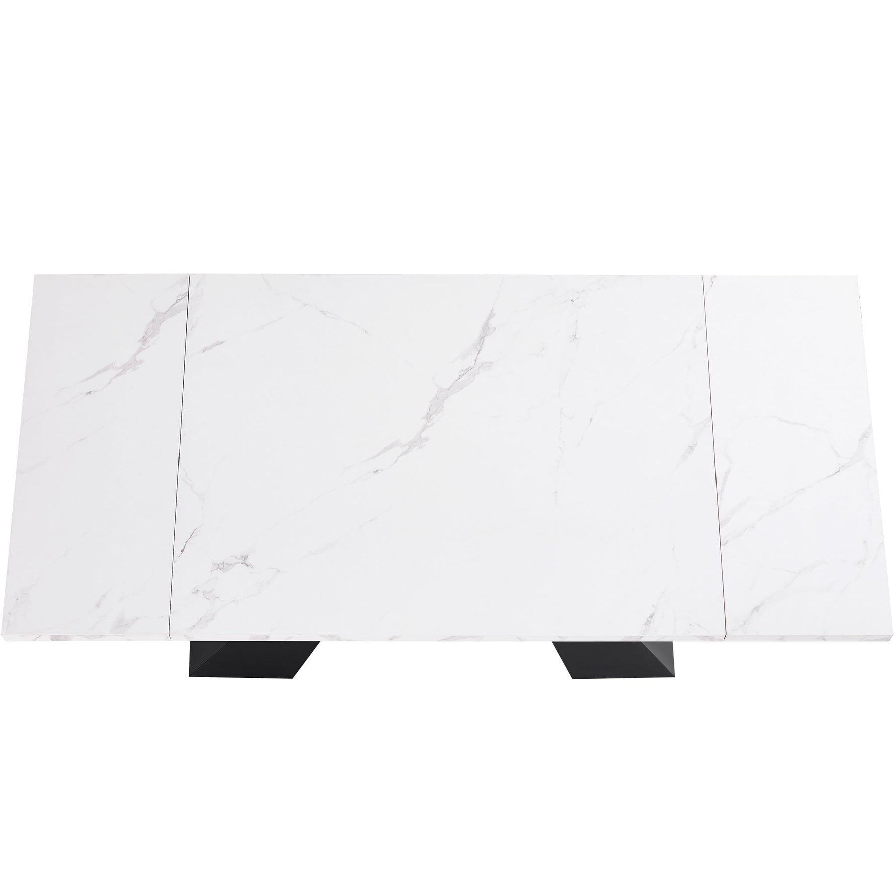 Extendable Dining Table Telescopic 99-159cm Space-Saving Pedestal Legs - White