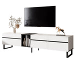 TV Stand 180cm Drop-Down Open Shelves Double Doors - White