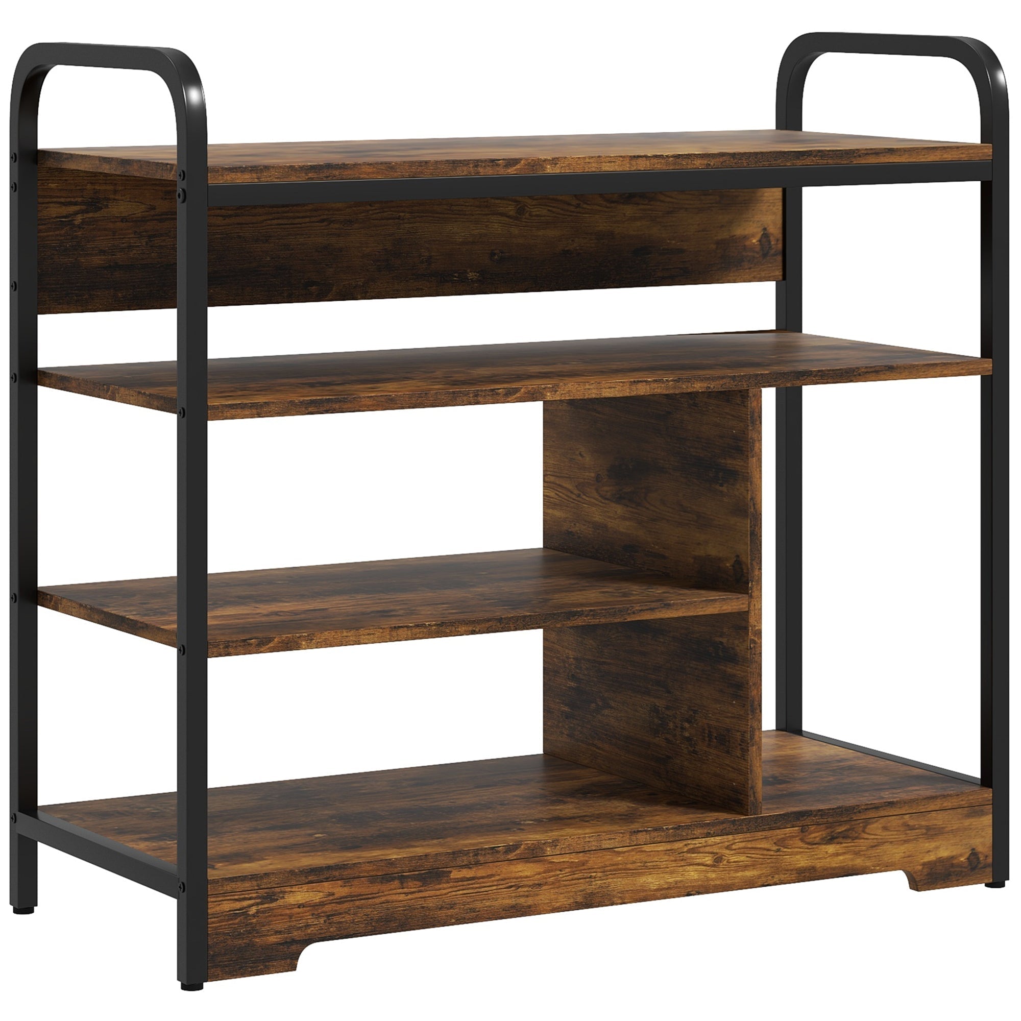 Shoe Rack 4 Levels, Max 11 Pairs, Rustic Brown