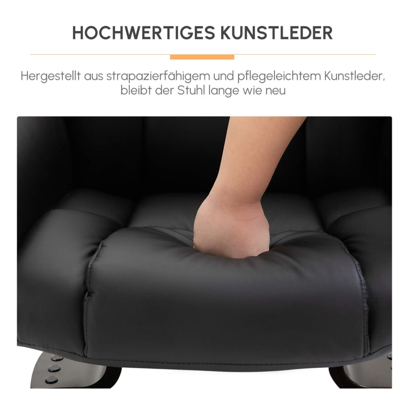 Recliner Chair, Massage Function & Footstool, Faux Leather Black