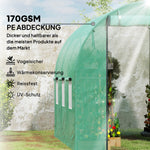 Greenhouse 3x2x2m Polytunnel with 6 Windows, Roll-Up Door, UV-Resistant, Green