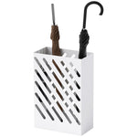 Umbrella stand with 4 hooks and water tray, steel, white