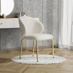 Dining Chairs Set of 2 with Gold Legs, Beige Chenille