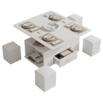 Coffee Table, Height-Adjustable 4-in-1 Multifunctional with Drawers and 4 Stools, White